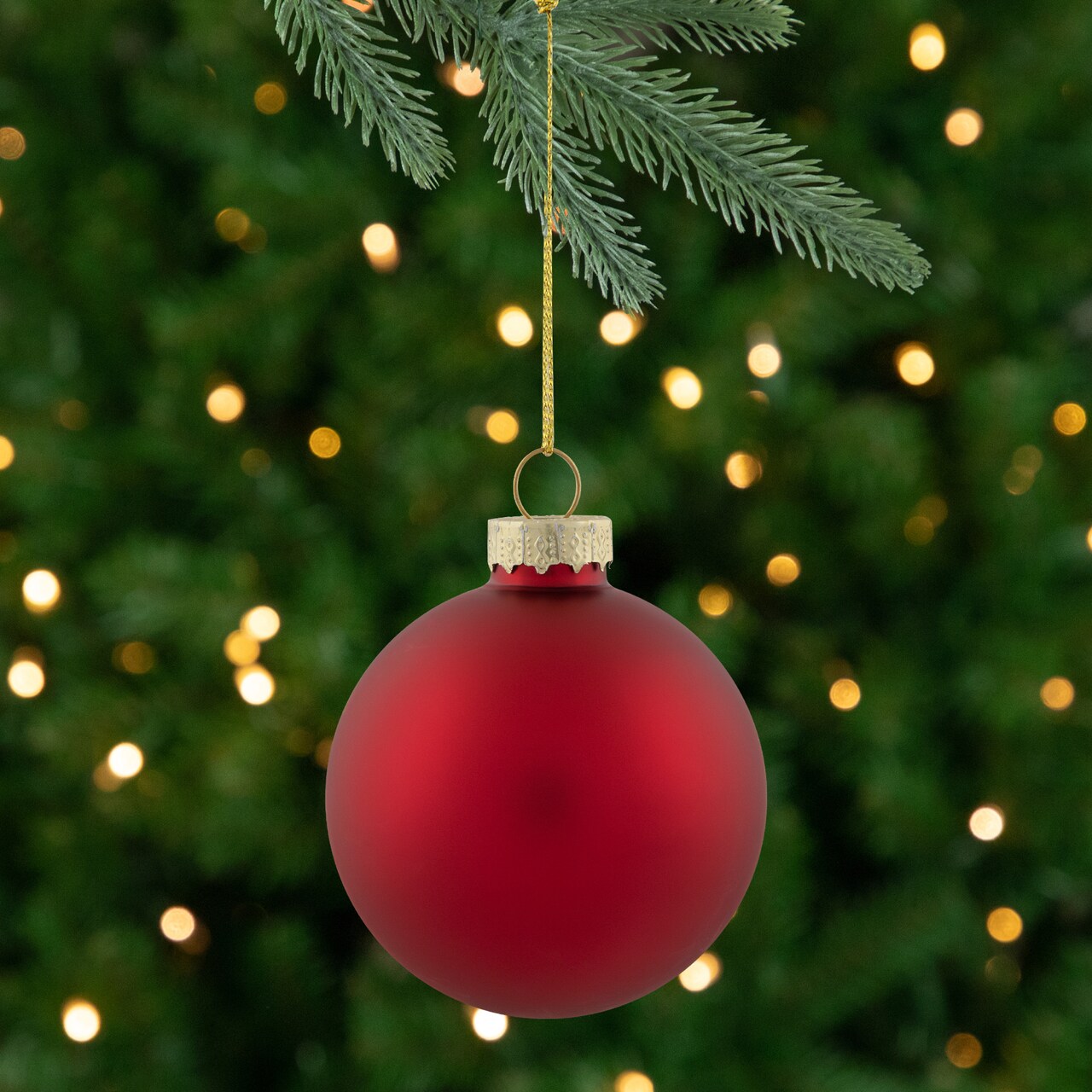 Northlight 2-Finish Glass Ball Christmas Ornaments - 2.5" (60mm) - Apple Red - 9ct